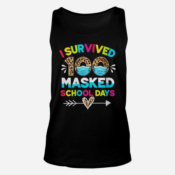Womens I Survived 100 Masked School Days Funny 100Th Day Of School Unisex Tank Top