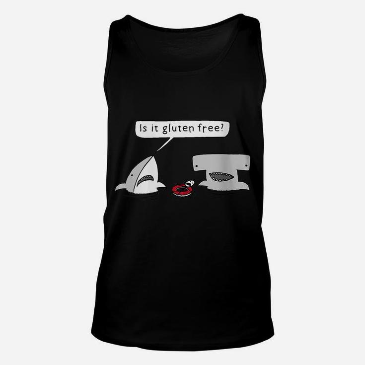 Womens Is It Gluten Free Two Sharks Graphic Unisex Tank Top