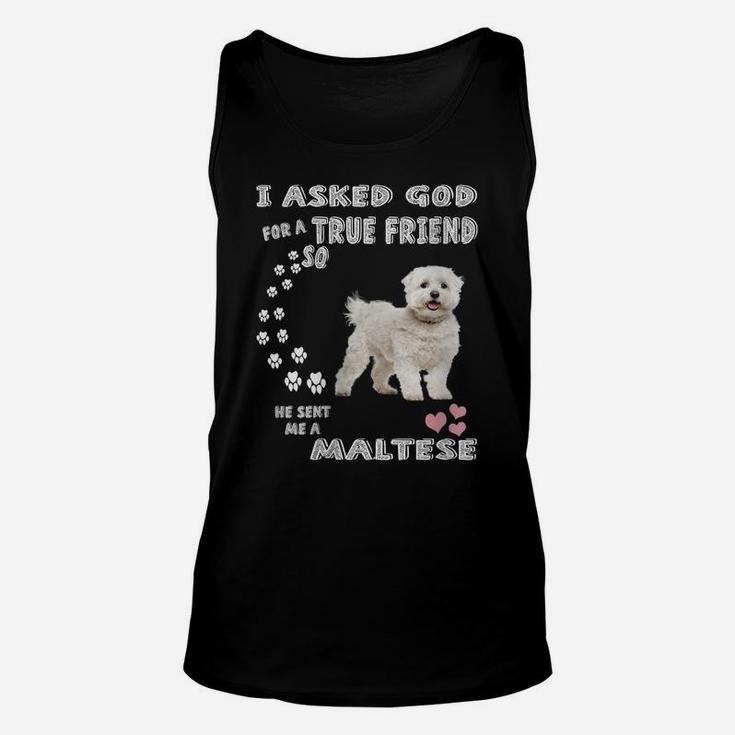 Womens Maltese Lion Dog Mom, Maltese Terrier Dad Print Cute Maltese Unisex Tank Top