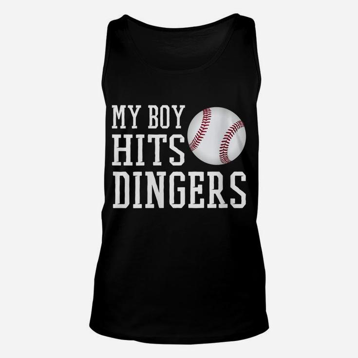 Womens My Boy Hits Dingers Proud Baseball Mom & Dad I Hit Dingers Unisex Tank Top