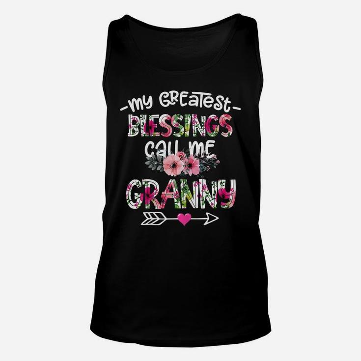Womens My Greatest Blessings Call Me Granny Flower Unisex Tank Top