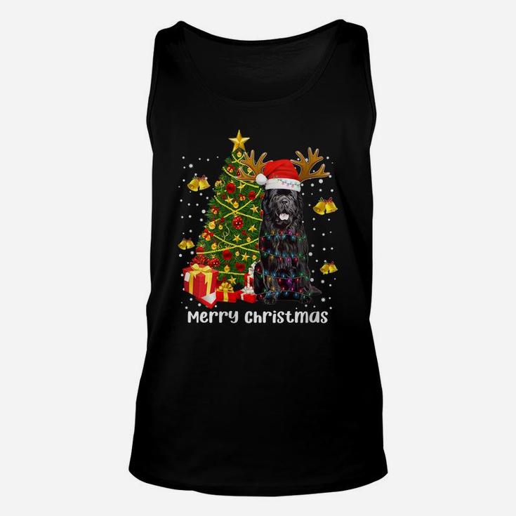 Womens Newfoundland Dog Christmas Lights Tree Santa Xmas Pajamas Unisex Tank Top
