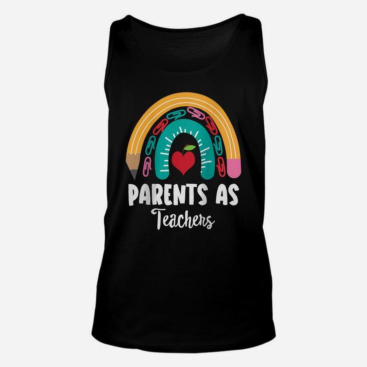Womens Parents As Teachers, Funny Boho Rainbow For Teachers Raglan Baseball Tee Unisex Tank Top