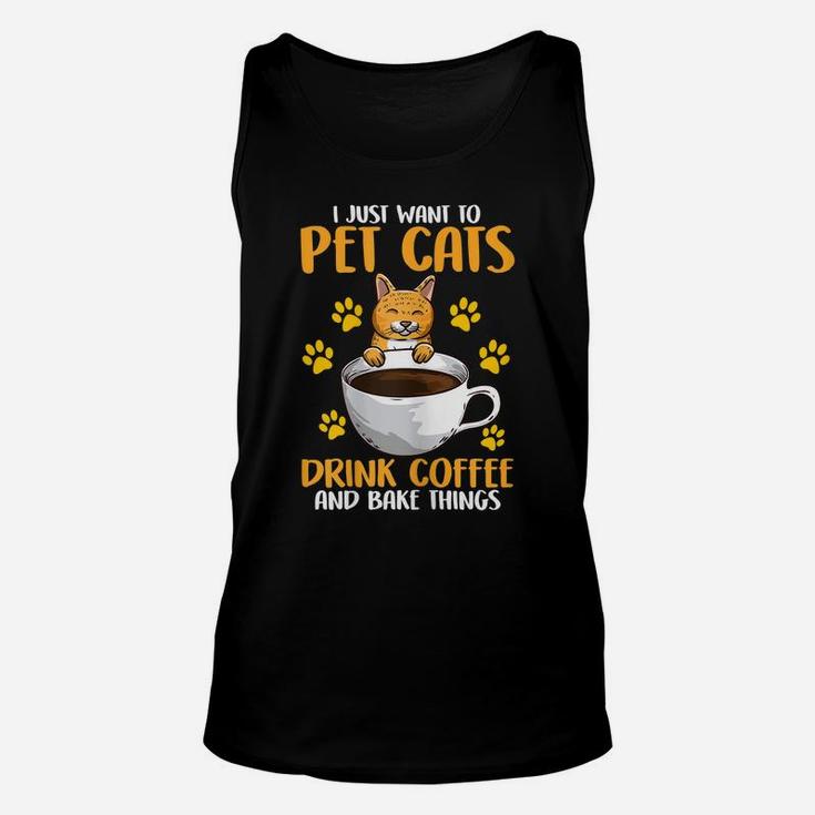 Womens Pet Cats - Coffee Drinker Cat Lover Baking Gifts Unisex Tank Top