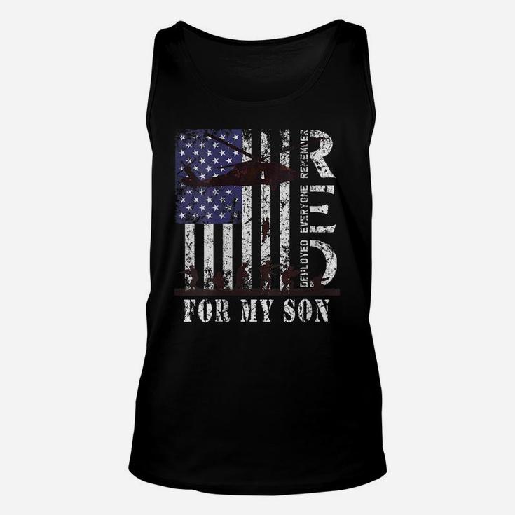 Womens Red Friday For My Son Us Flag Army Military Deployed Veteran Unisex Tank Top