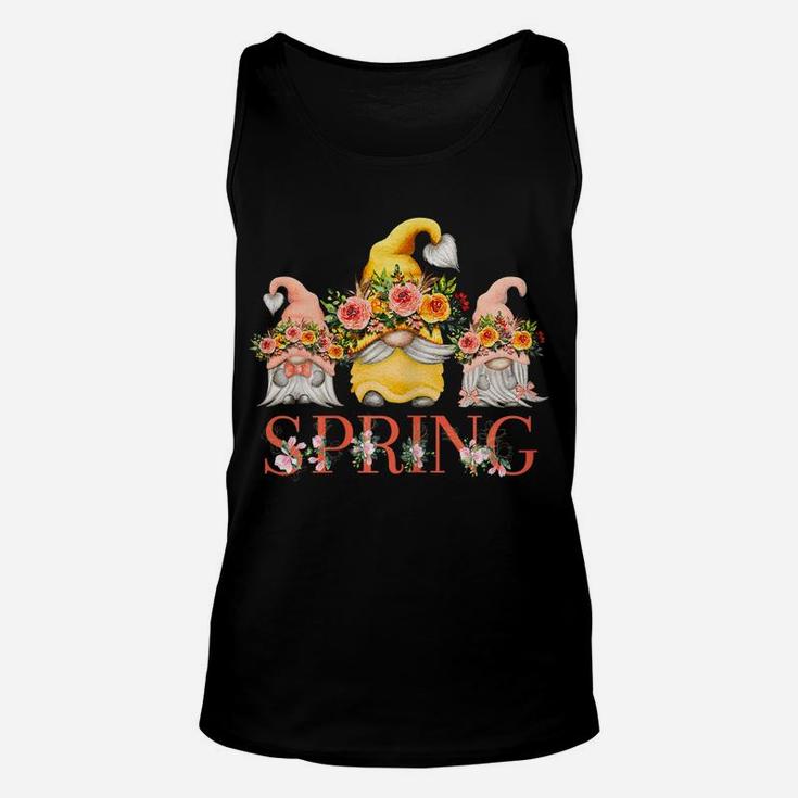 Womens Spring Flower Love With Beautiful Funny Gnomes In Nature Unisex Tank Top