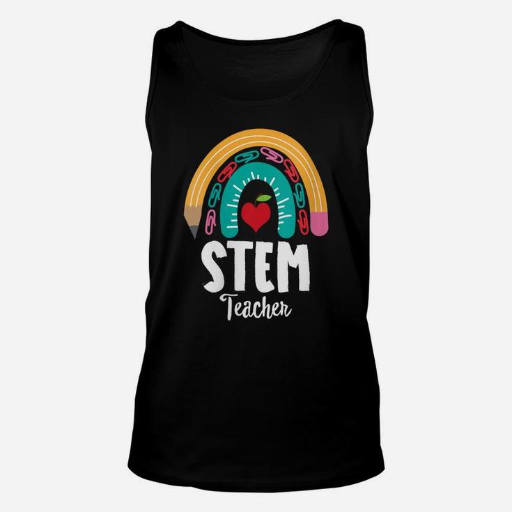 Womens Stem Teacher, Funny Boho Rainbow For Teachers Unisex Tank Top