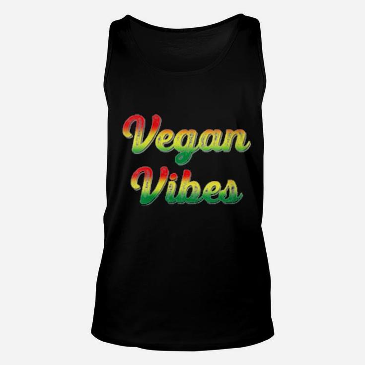 Womens Vegan Vibes Rasta Colors Retro Distressed Vegan Unisex Tank Top