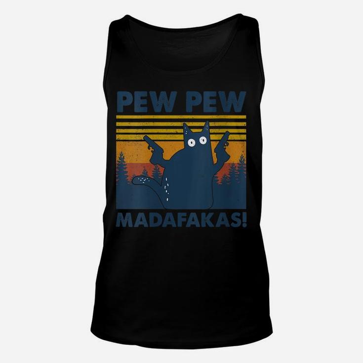Womens Vintage Cats Pew Pew Madafakas Funny Crazy Cat Lovers Gifts Unisex Tank Top