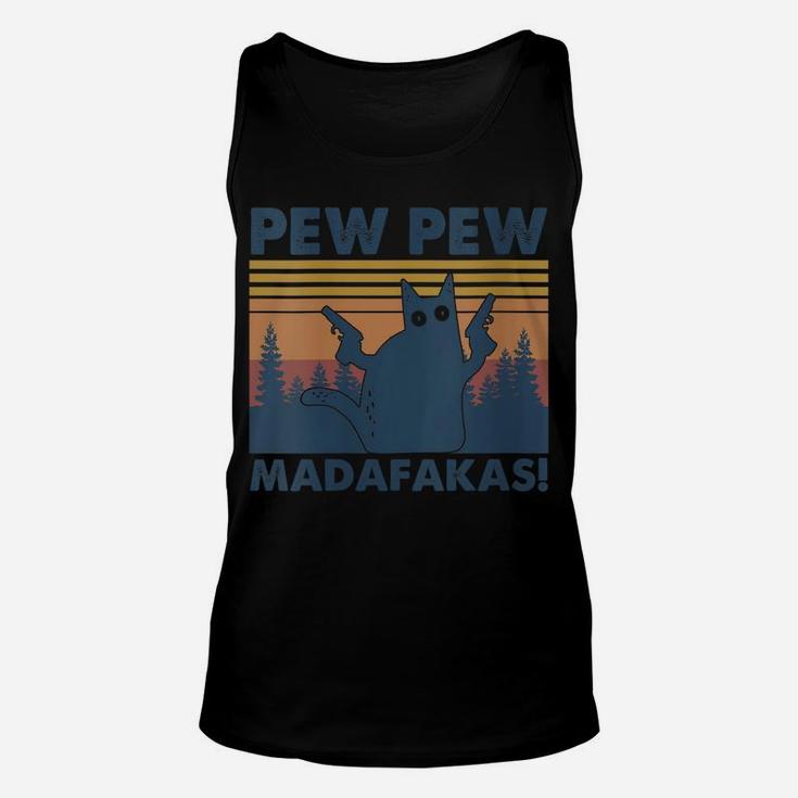 Womens Vintage Cats Pew Pew Madafakas Funny Crazy Cat Lovers Unisex Tank Top