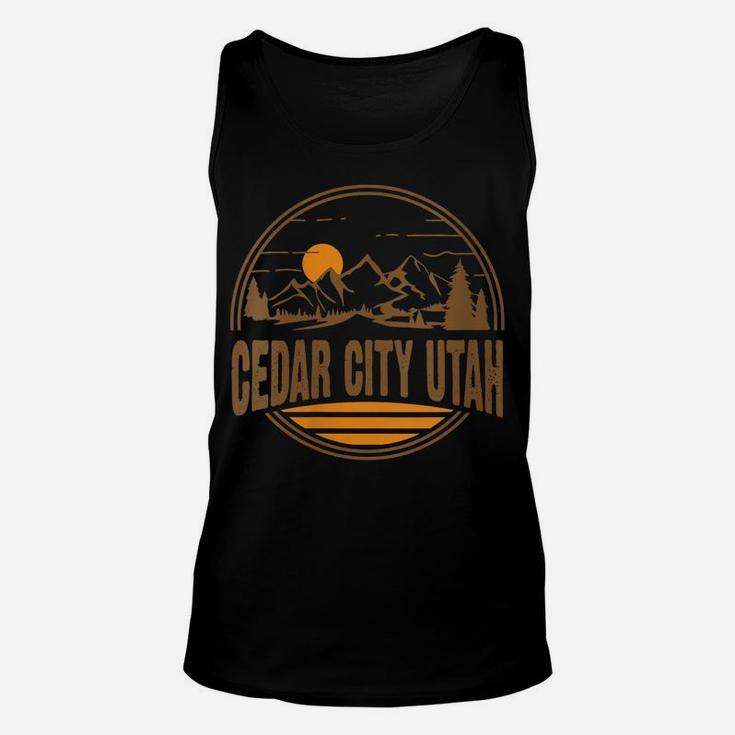 Womens Vintage Cedar City, Utah Mountain Hiking Souvenir Print Unisex Tank Top