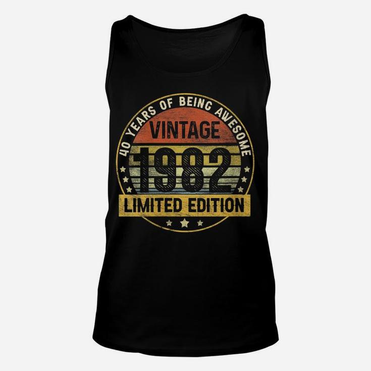 Womens Vintage Made In 1982 40 Year Old Gifts Retro 40Th Birthday Unisex Tank Top