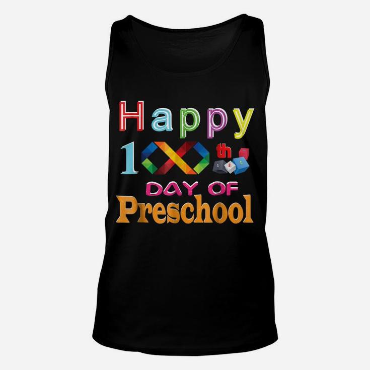 Words Happy 100Th Day Of Preschool Teacher Student Shirt Unisex Tank Top