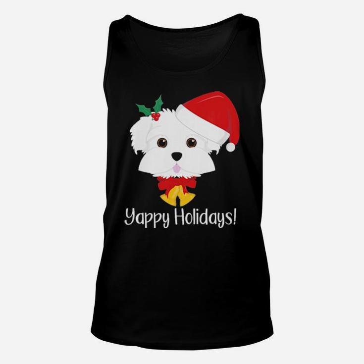 Yappy Holidays Cute Funny Maltese Dog Xmas Unisex Tank Top