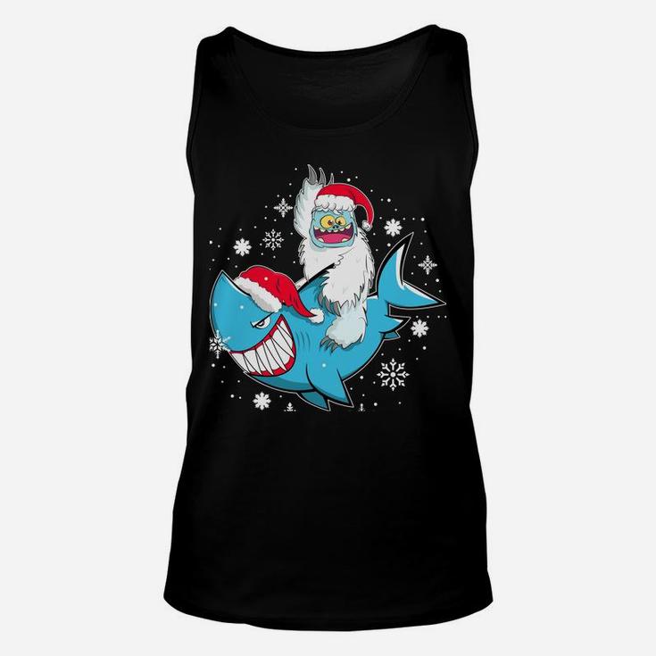 Yeti To Party Shark Santa Hat Christmas Pajama Xmas Gift Sweatshirt Unisex Tank Top