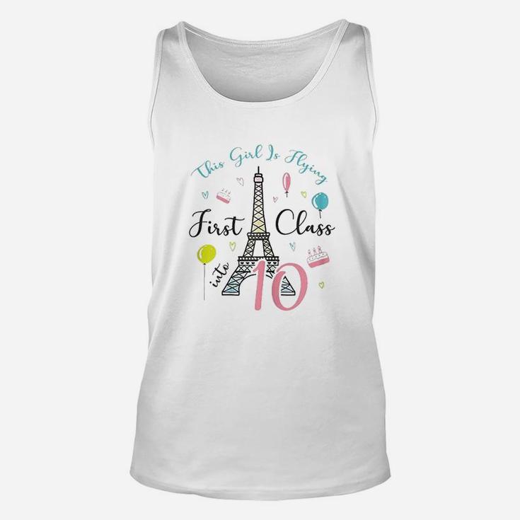 10 Year Old Paris Theme Birthday Double Digits Eiffel Tower Unisex Tank Top