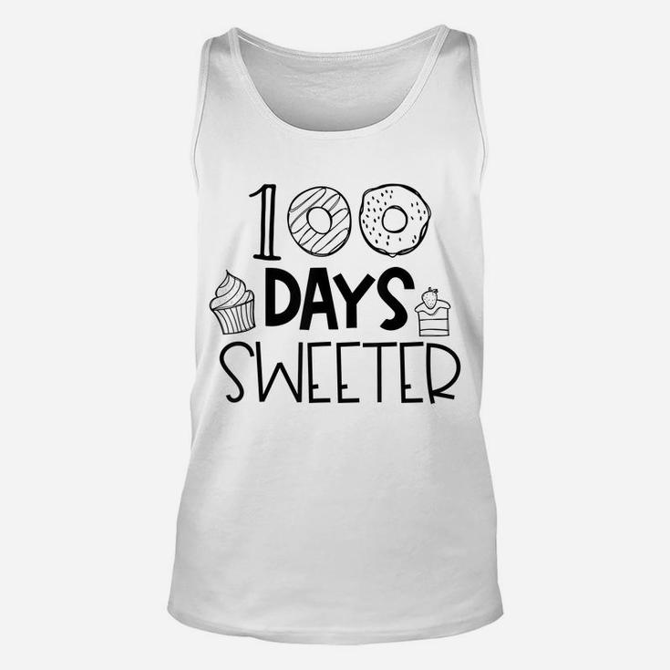 100 Days Sweeter Funny Cute Donut 100 Days Of School Unisex Tank Top