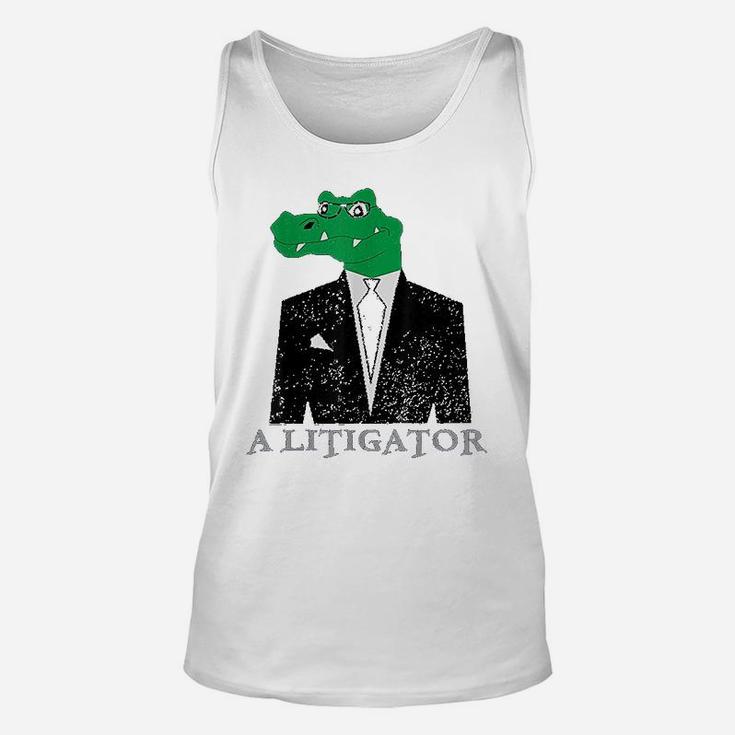 A Litigator Alligator In Suit Funny Lawyer Gift Unisex Tank Top