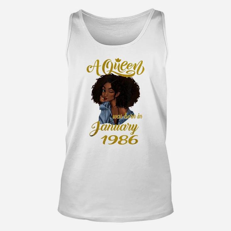 A Queen Was Born In January 1986 35Th Birthday Gift Unisex Tank Top