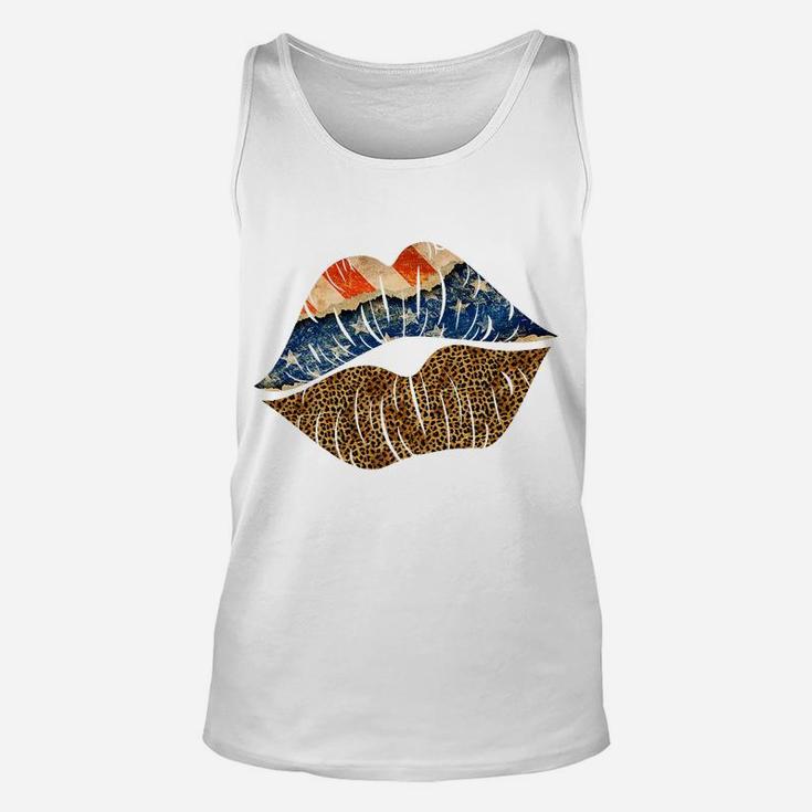American Flag Leopard Lips 4Th Of July Usa Unisex Tank Top