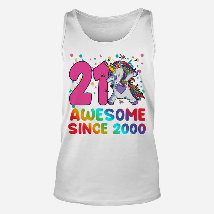 Awesome Since 2000 Dabbing Unicorn 21 Year Old 21St Birthday Unisex Tank Top