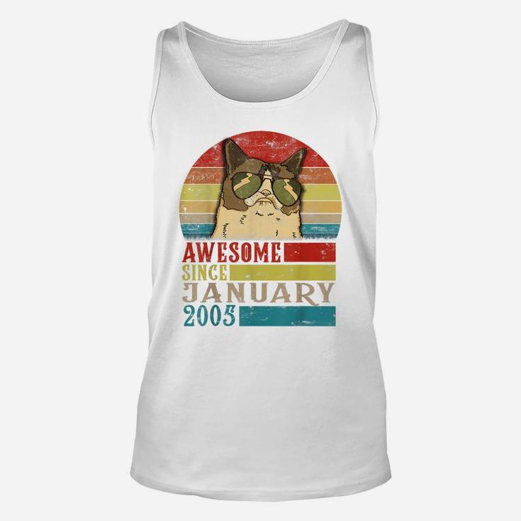 Awesome Since January 2005 15Th Birthday Gift For Cat Lovers Unisex Tank Top