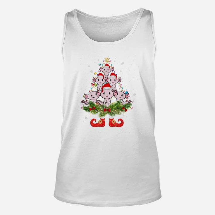 Axolotls Christmas Tree Lights Funny Santa Hat Lover Unisex Tank Top