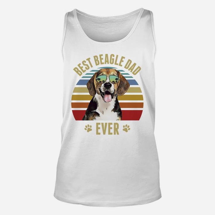 Beagle Best Dog Dad Ever Retro Sunset Beach Vibe Sweatshirt Unisex Tank Top