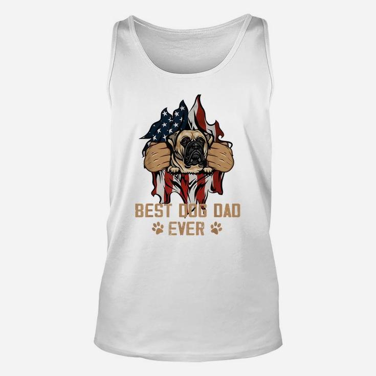 Best Dog Dad Ever Bull Mastiff Dog American Flag Unisex Tank Top