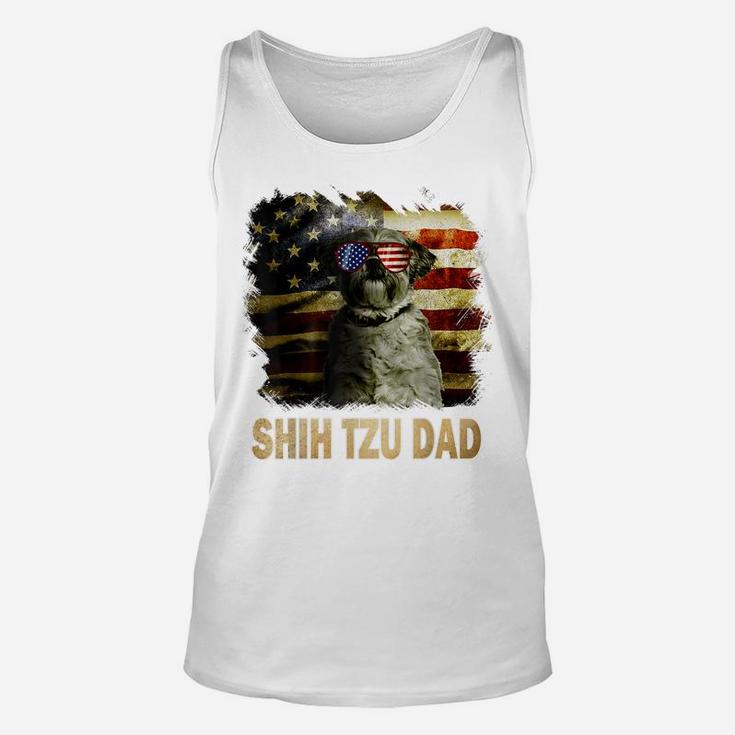 Best Shih Tzu Dad Ever American Flag 4Th Of July Dog Lover Unisex Tank Top