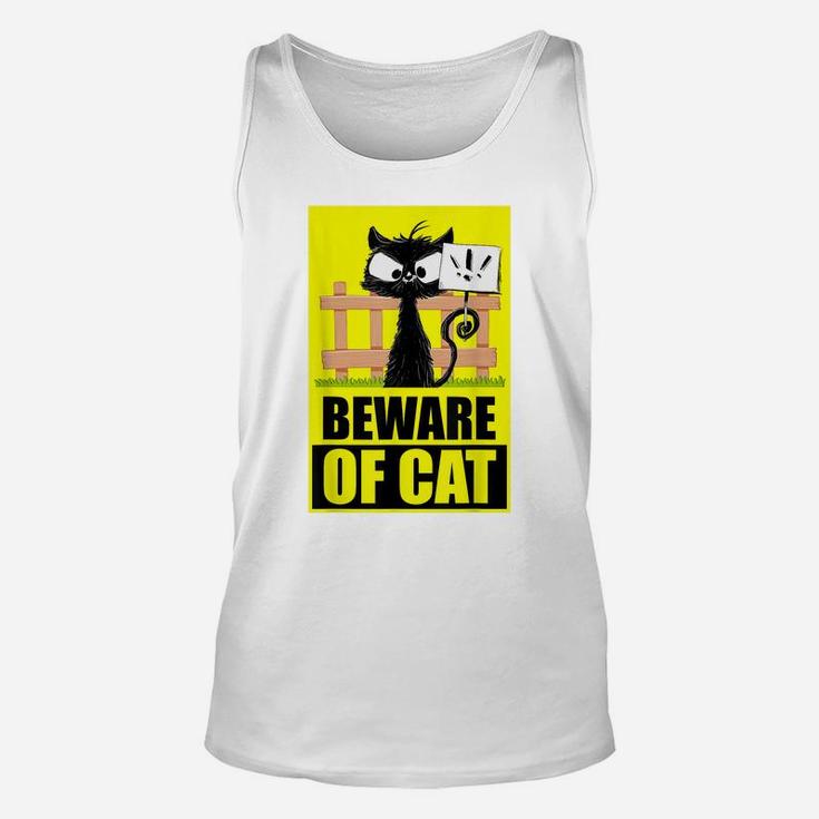 "Beware Of Cat" | Funny Saying | Angry Cat | Funny Black Cat Unisex Tank Top