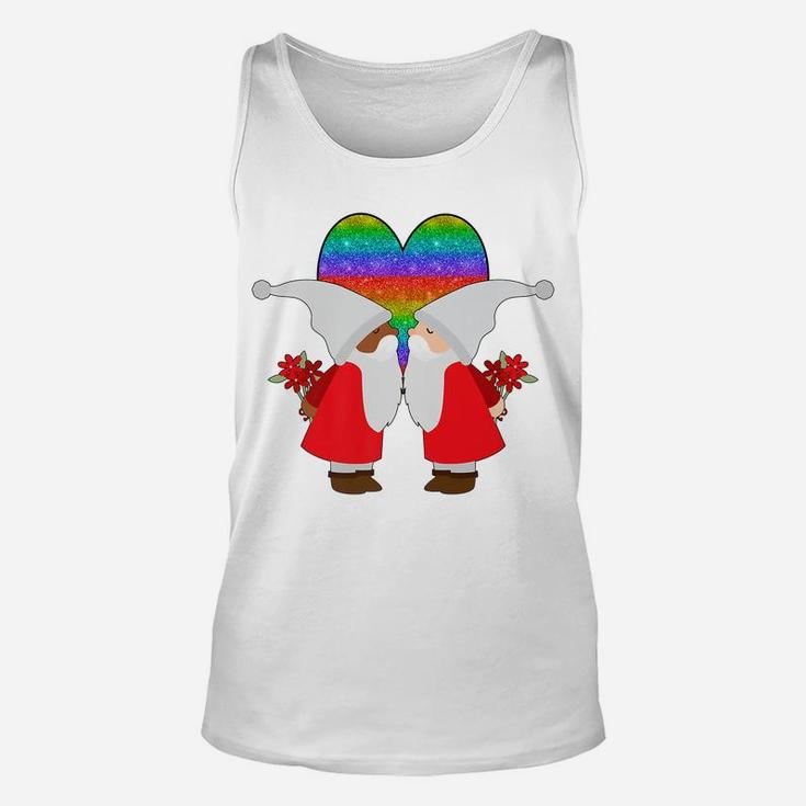 Bi-Racial Couple Gay Pride Gnome Valentines Day Rainbow Unisex Tank Top