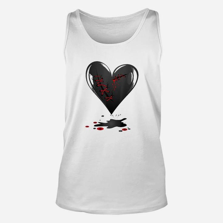 Black Bleeding Cut Open Broken Healing Heart Goth Valentine Unisex Tank Top