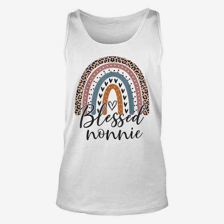 Blessed Nonnie Funny Leopard Boho Cute Rainbow Unisex Tank Top