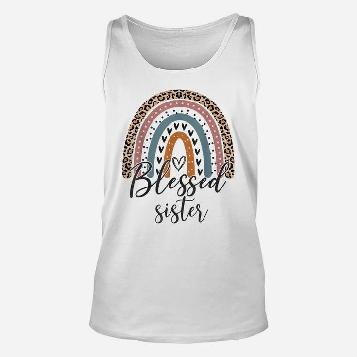 Blessed Sister Funny Leopard Boho Cute Rainbow Unisex Tank Top