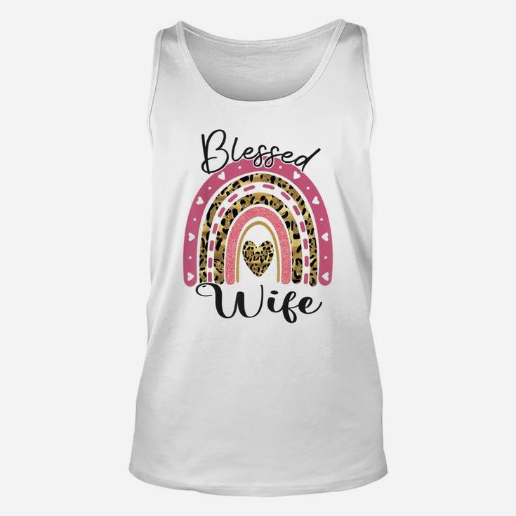 Blessed Wife Funny Leopard Boho Rainbow Wife Life Unisex Tank Top