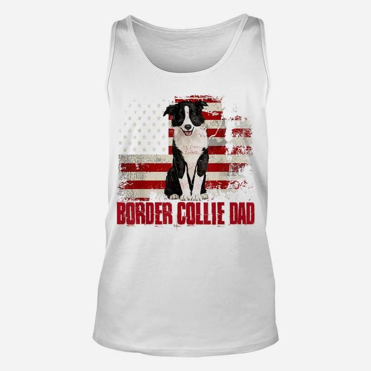 Border Collie Dad American Flag 4Th Of July Dog Lovers Unisex Tank Top