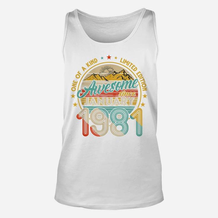 Born In January 1981 40Th Birthday Gift Retro 40 Years Old Unisex Tank Top