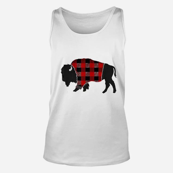 Buffalo Plaid Bison Red And Black Unisex Tank Top