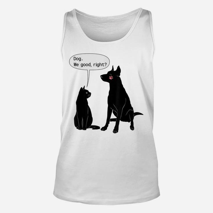 Cat Humor Cat Slap Dog Funny Black Cat And Dog Lovers Unisex Tank Top