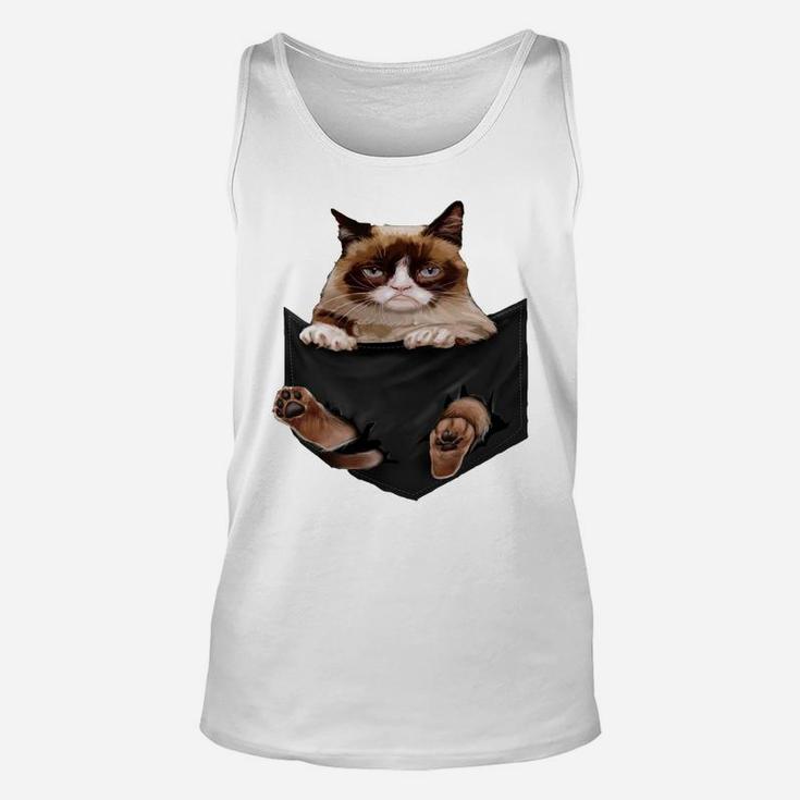 Cat Lovers Gifts Grumpy In Pocket Funny Kitten Face Unisex Tank Top