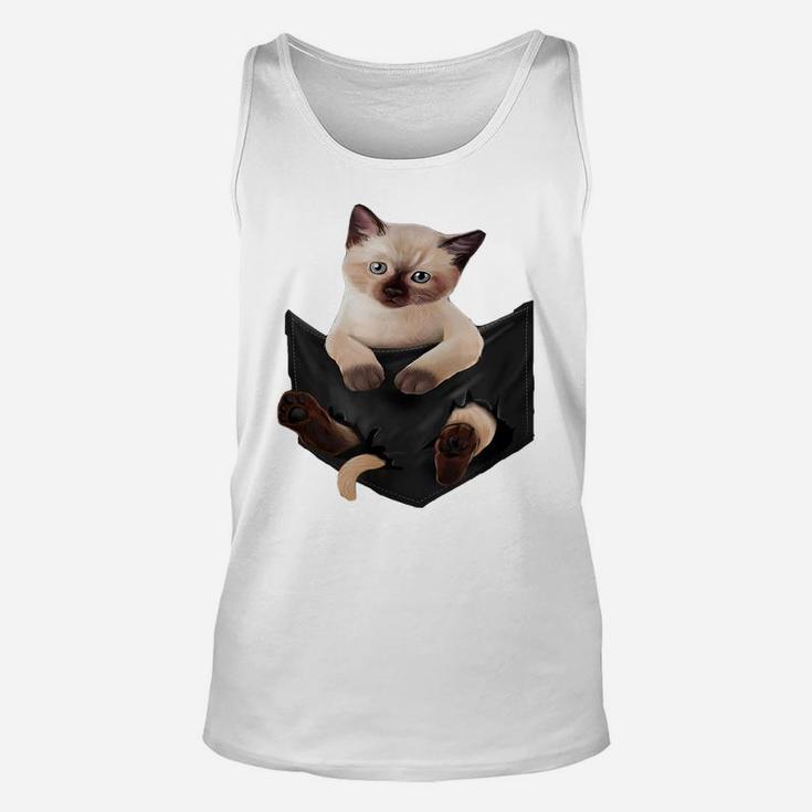 Cat Lovers Gifts Siamese In Pocket Funny Kitten Face Unisex Tank Top