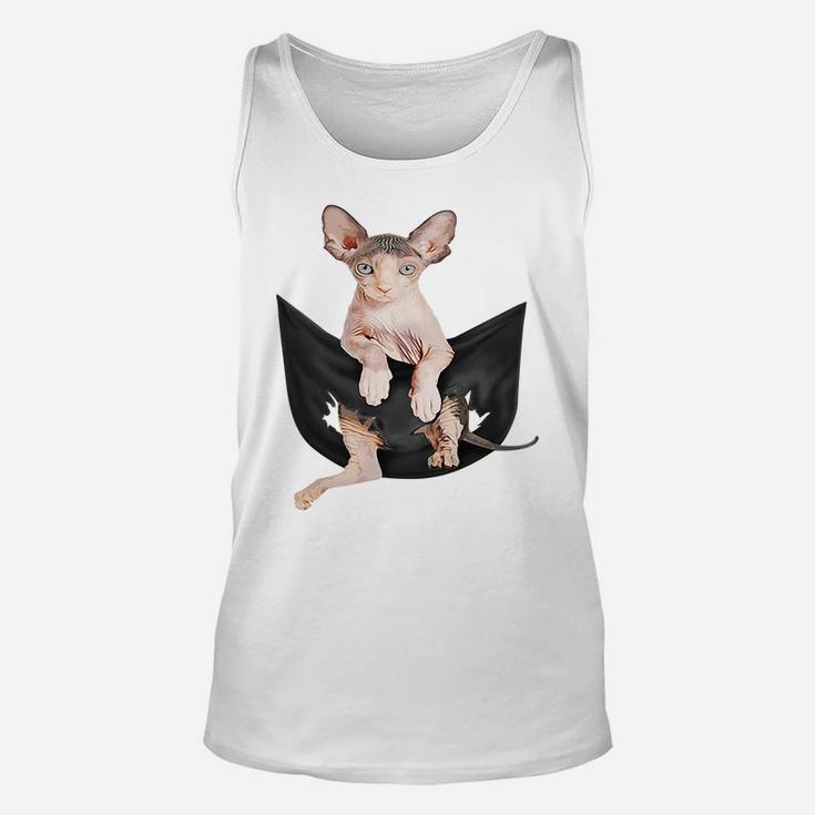 Cat Lovers Gifts Sphynx In Pocket Funny Kitten Face Sweatshirt Unisex Tank Top