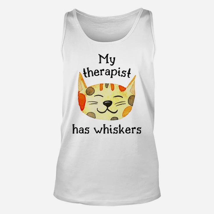 Cat Lovers' My Therapist Has Whiskers Cute Funny Unisex Tank Top