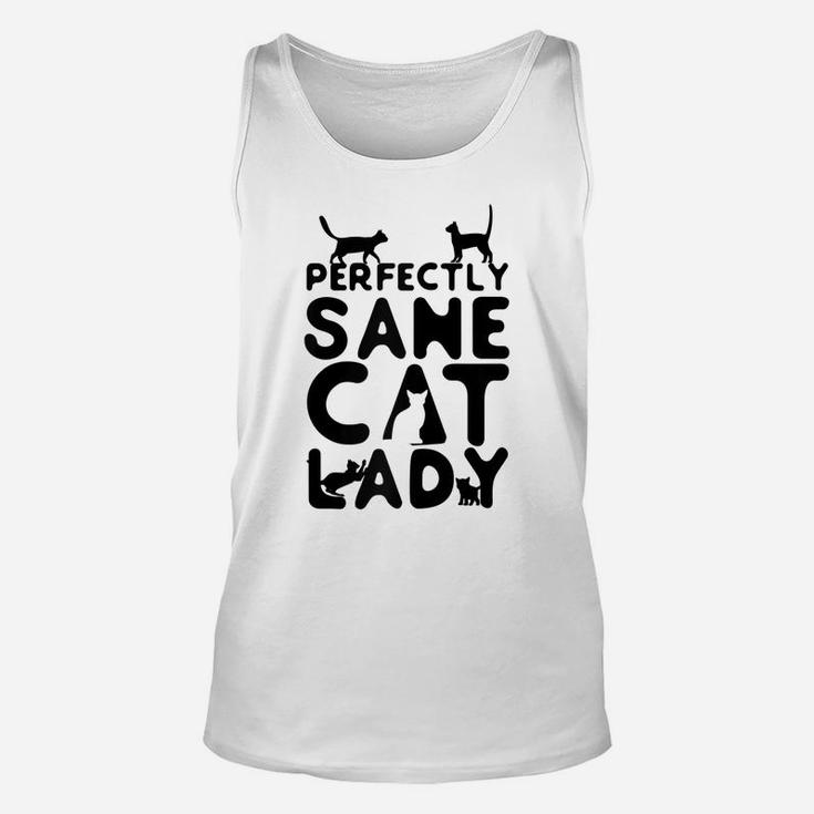Cat Lovers Perfectly Sane Cat Lady Funny Feline Raglan Baseball Tee Unisex Tank Top