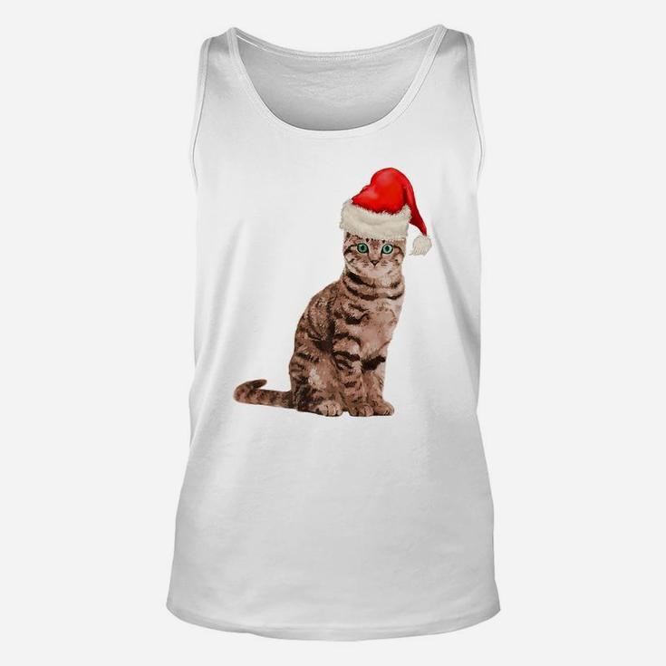 Cat Santa Hat Meowy Merry Christmas In July Unisex Tank Top