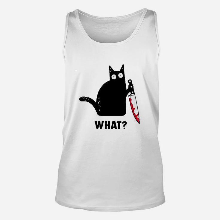 Cat What Funny Black Cat Unisex Tank Top