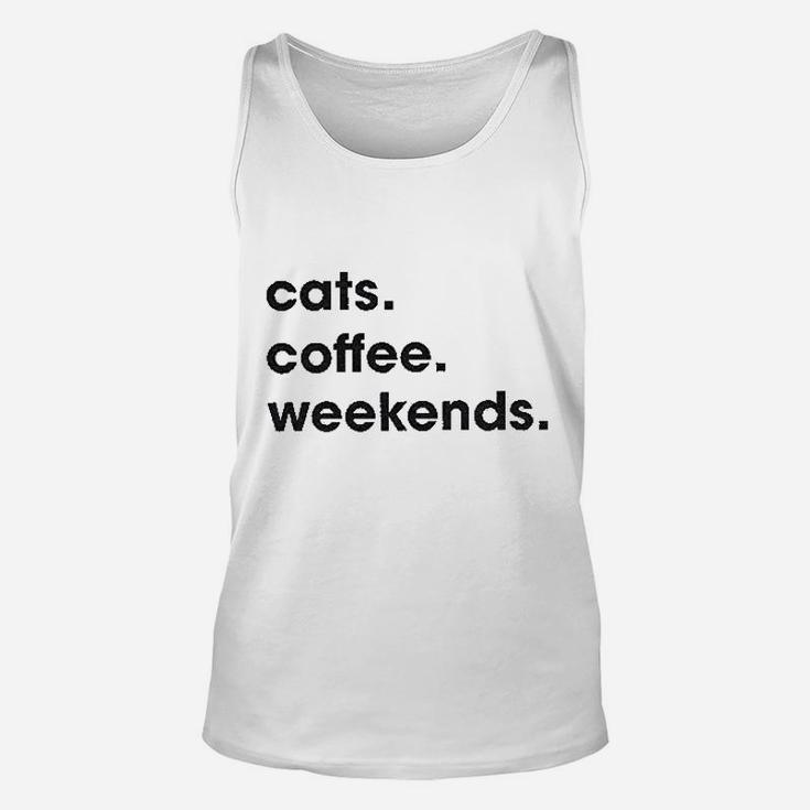 Cats Coffee Weekend Unisex Tank Top