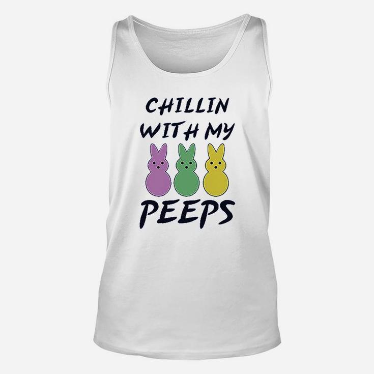 Chillin With My Peps Bunny Funny Easter Unisex Tank Top