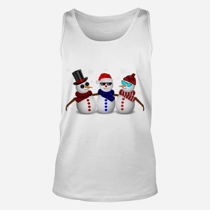 Chilling With My Snowmies Funny Christmas Snowmen Unisex Tank Top